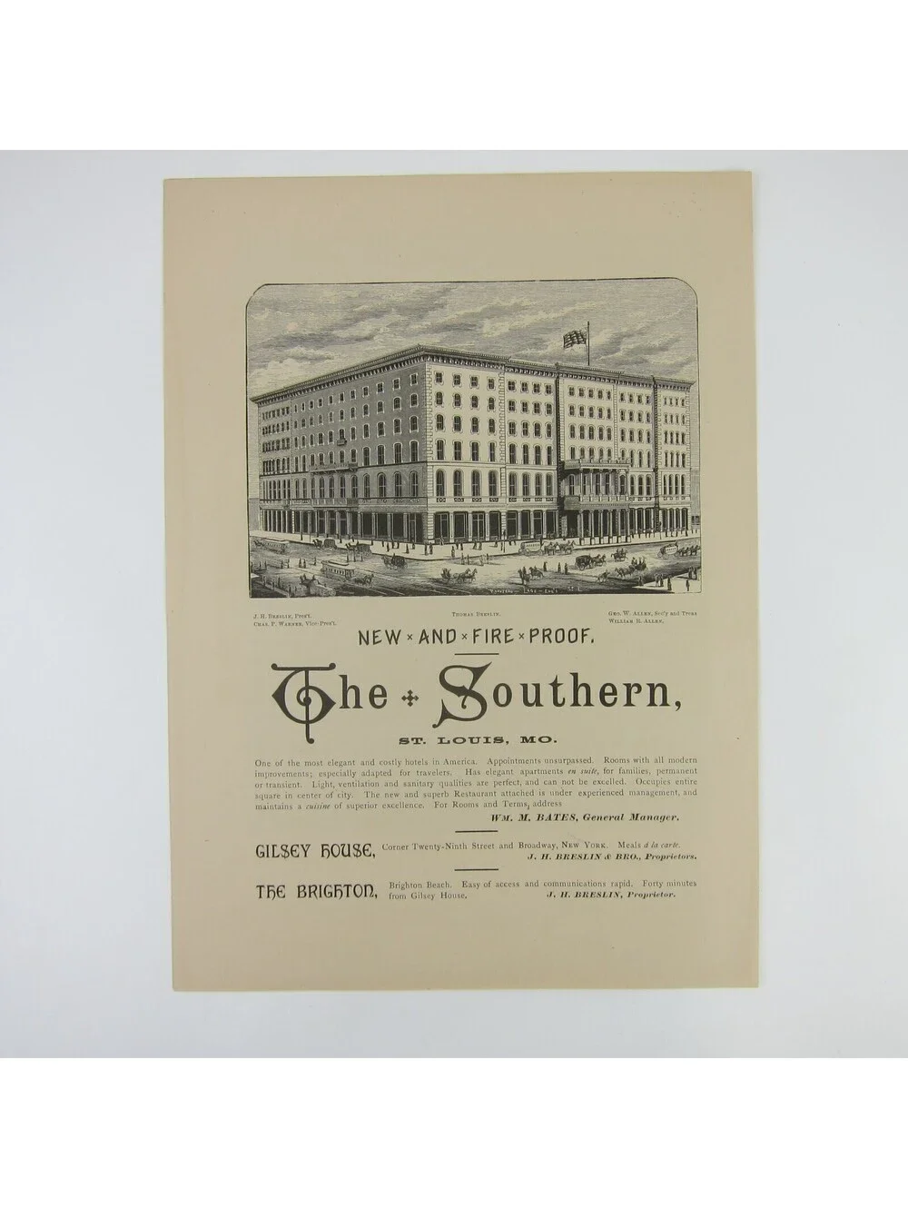 1880s New York Lake Erie & Western Railroad, The Southern St. Louis Advertising